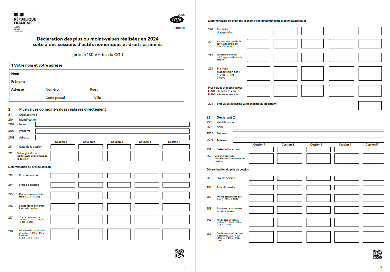 Exemple de remplissage formulaire 2086
